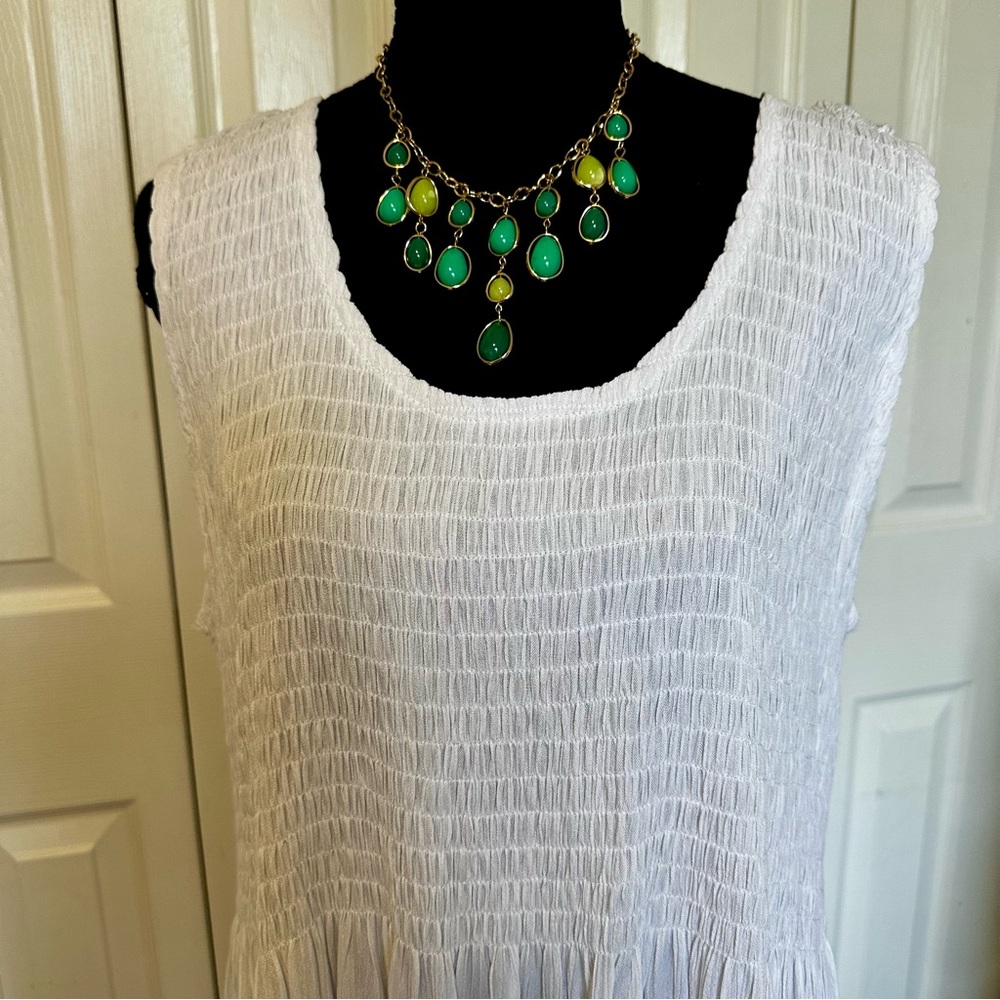Dalin White Maxi Dress Sleeveless Smocked Bodice Cottagecore Size XL - Picture 5 of 8
